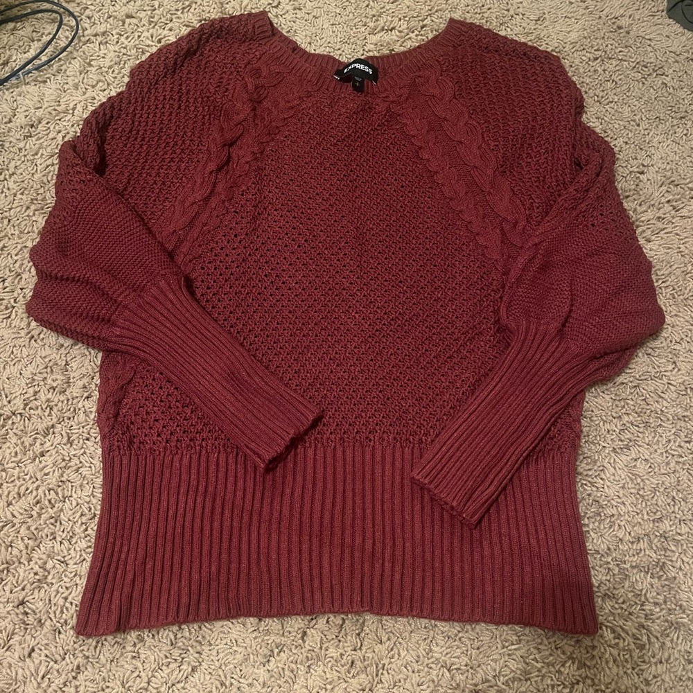 Express Maroon Crew Neck Sweater